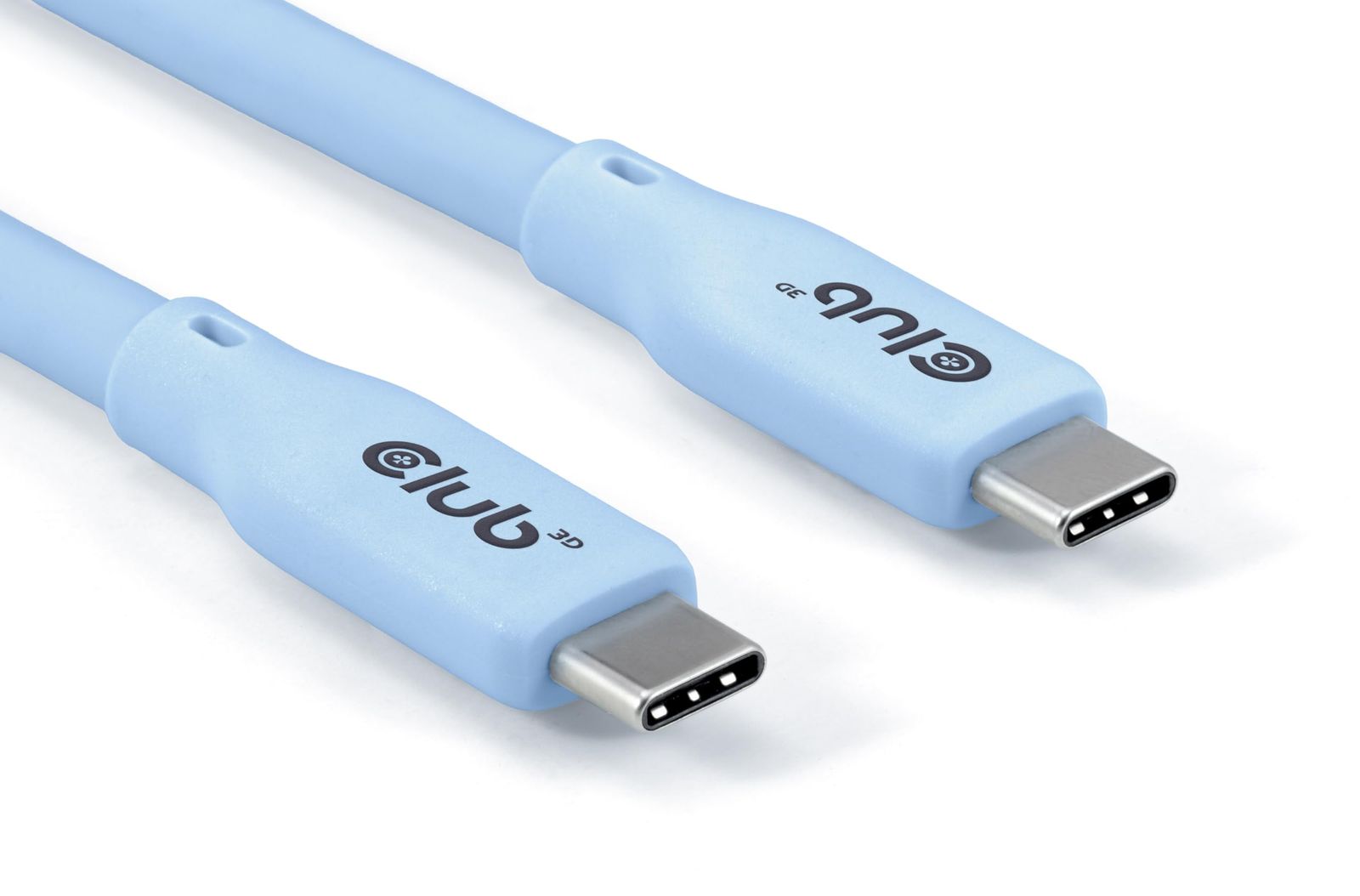 新品 Club 3D USB4 Type-C シリコン ケーブル iPhone15 / 16対応 ビデオ 4K60Hz データ 20Gbps PowerDelivery対応 240W(48V/5A) オス/オス 2m (ブルー) (CAC-3003)