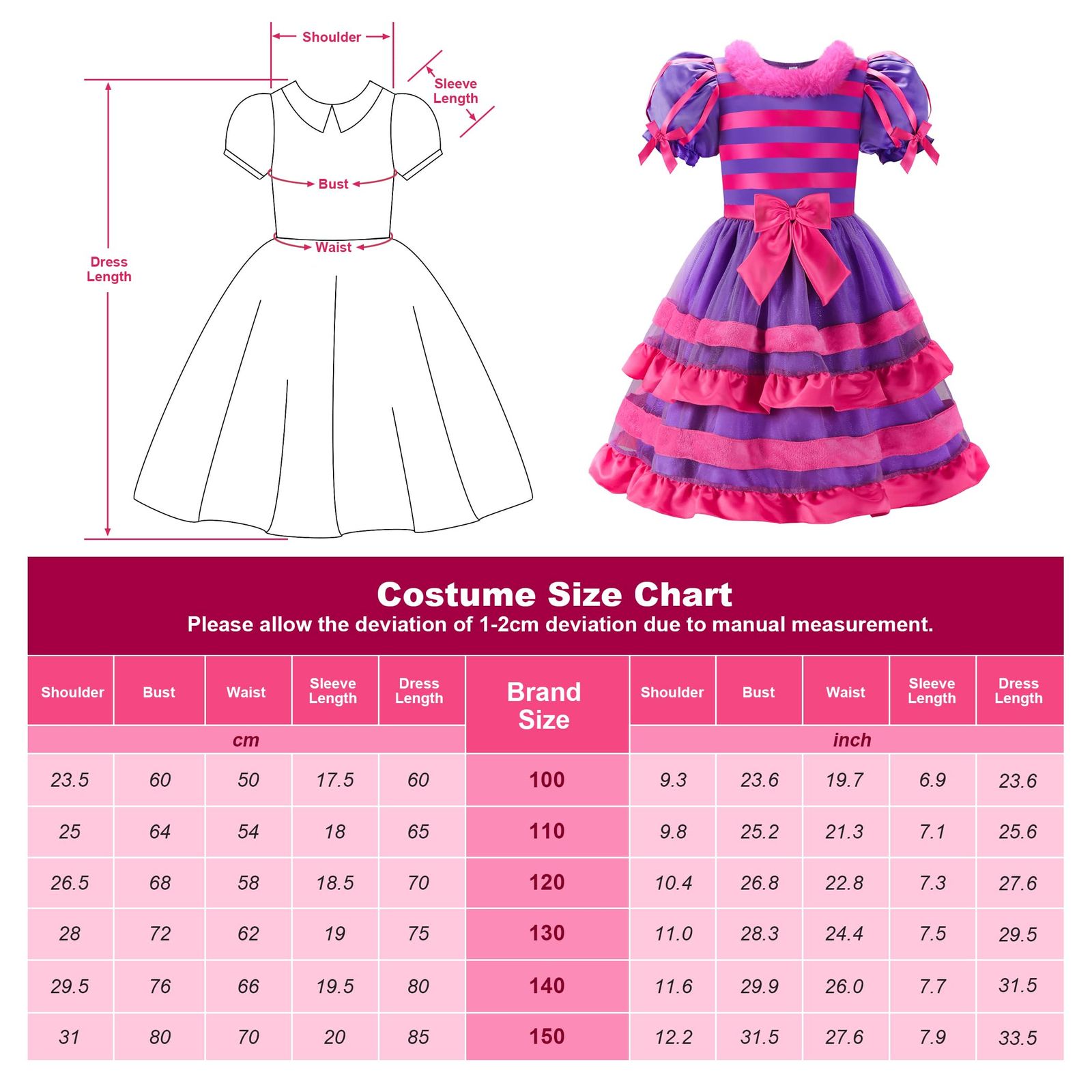 新品 [ReliBeauty] 猫 コスプレ ハロウィン 仮装 子供 女の子 ネコ アニマル キッズ コスチューム クリスマス パーティー ワンピース 猫耳カチューシャ しっぽ 肉球手袋 4点セット 紫 150