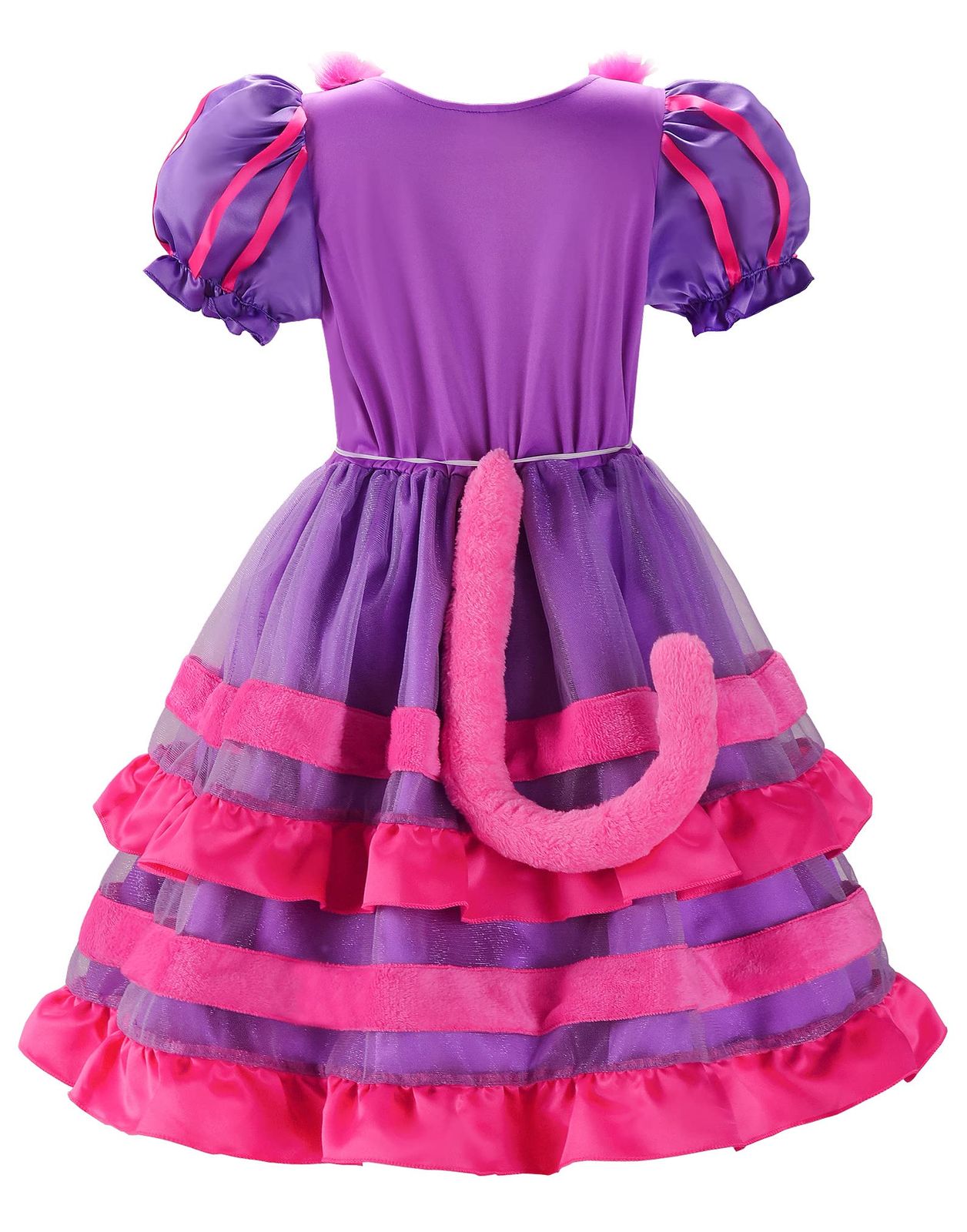 新品 [ReliBeauty] 猫 コスプレ ハロウィン 仮装 子供 女の子 ネコ アニマル キッズ コスチューム クリスマス パーティー ワンピース 猫耳カチューシャ しっぽ 肉球手袋 4点セット 紫 150