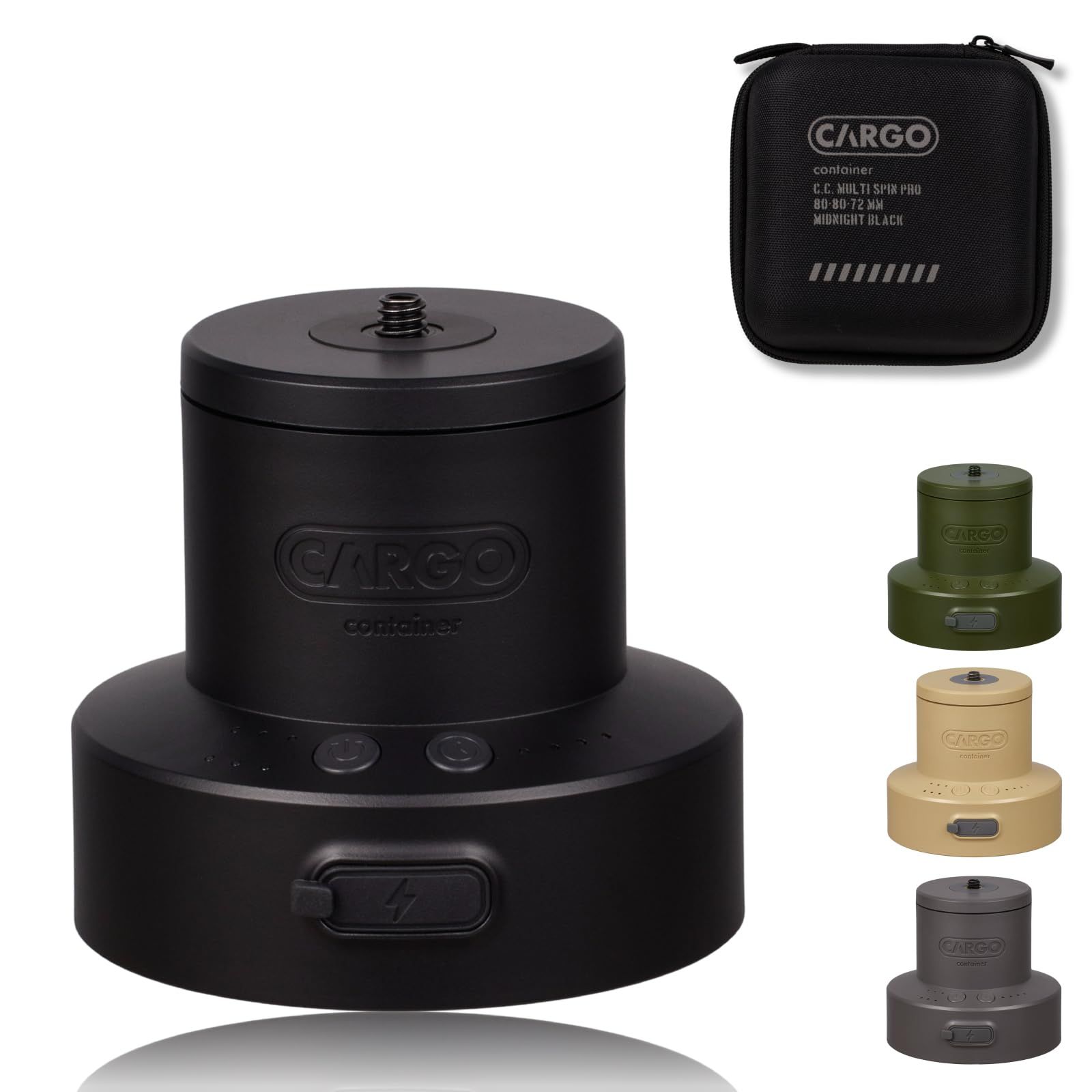 新品 CARGO CONTAINER カーゴコンテナ MULTI SPIN PRO ファン 首振り アウトドア スマホ操作対応 専用ケース付 ブラック