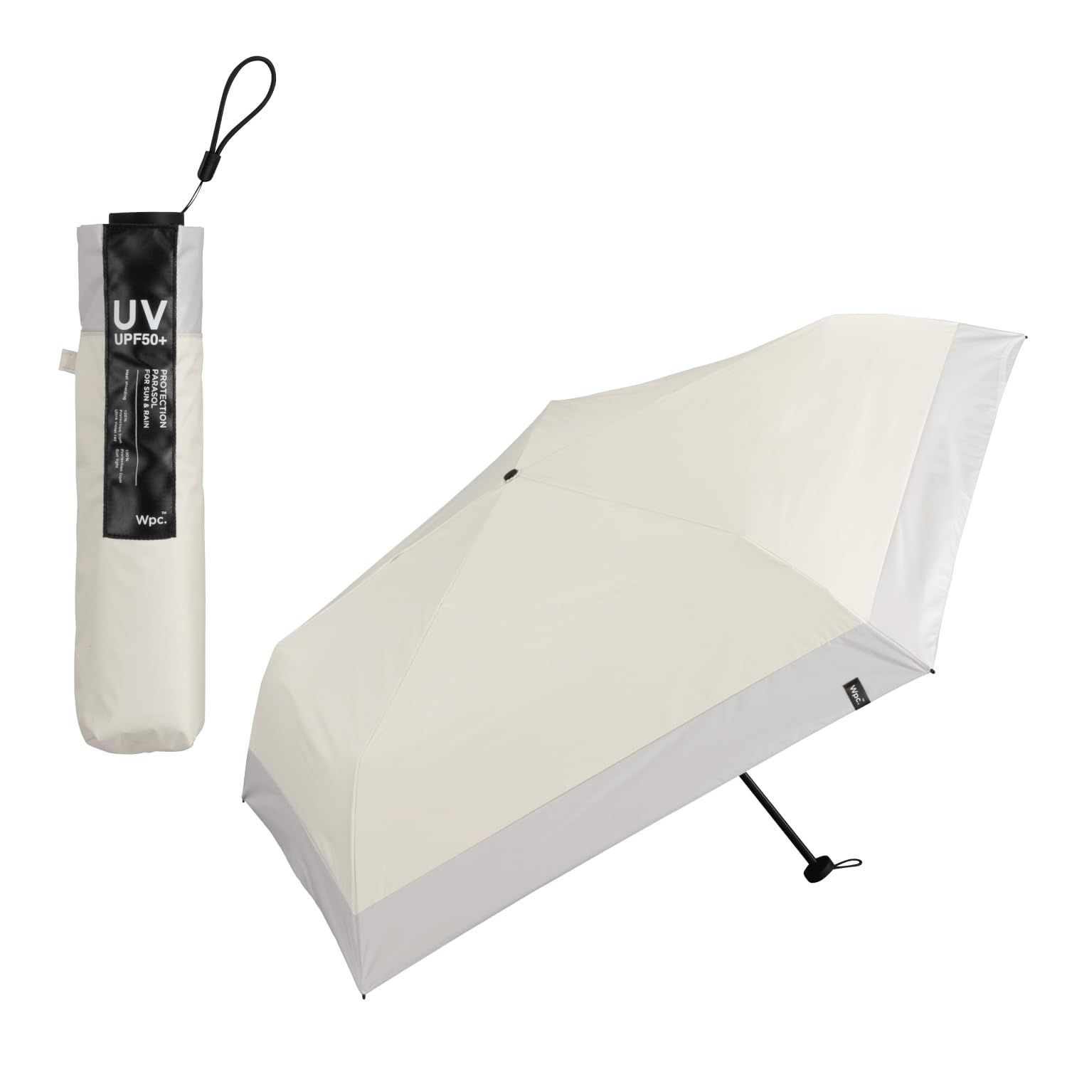 【2026】Wpc. 日傘 遮光エアライトパラソル 60cm ミニ オフ×ライトグレー ≪遮熱/遮光率100%/UVカット率100%/UPF50＋/晴雨兼用≫ 折りたたみ傘 親骨60cm 大きい おしゃれ [オフ×ライトグレー] [【大きめ・親骨60cm】]