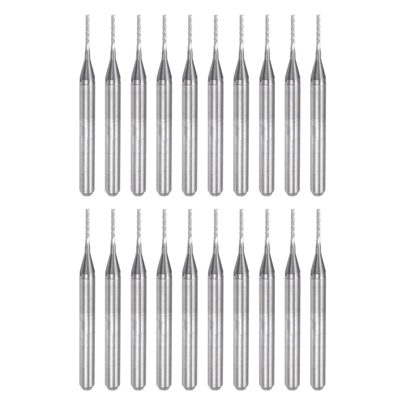 新品 uxcell 20個セット 0.8mm エンドミルビット 1/8 直径シャンク ソリッドカーバイド CNC ルータービット 彫刻カッターツール コーン刃付き PCB 回路基板 ミリングマシン 木彫り用