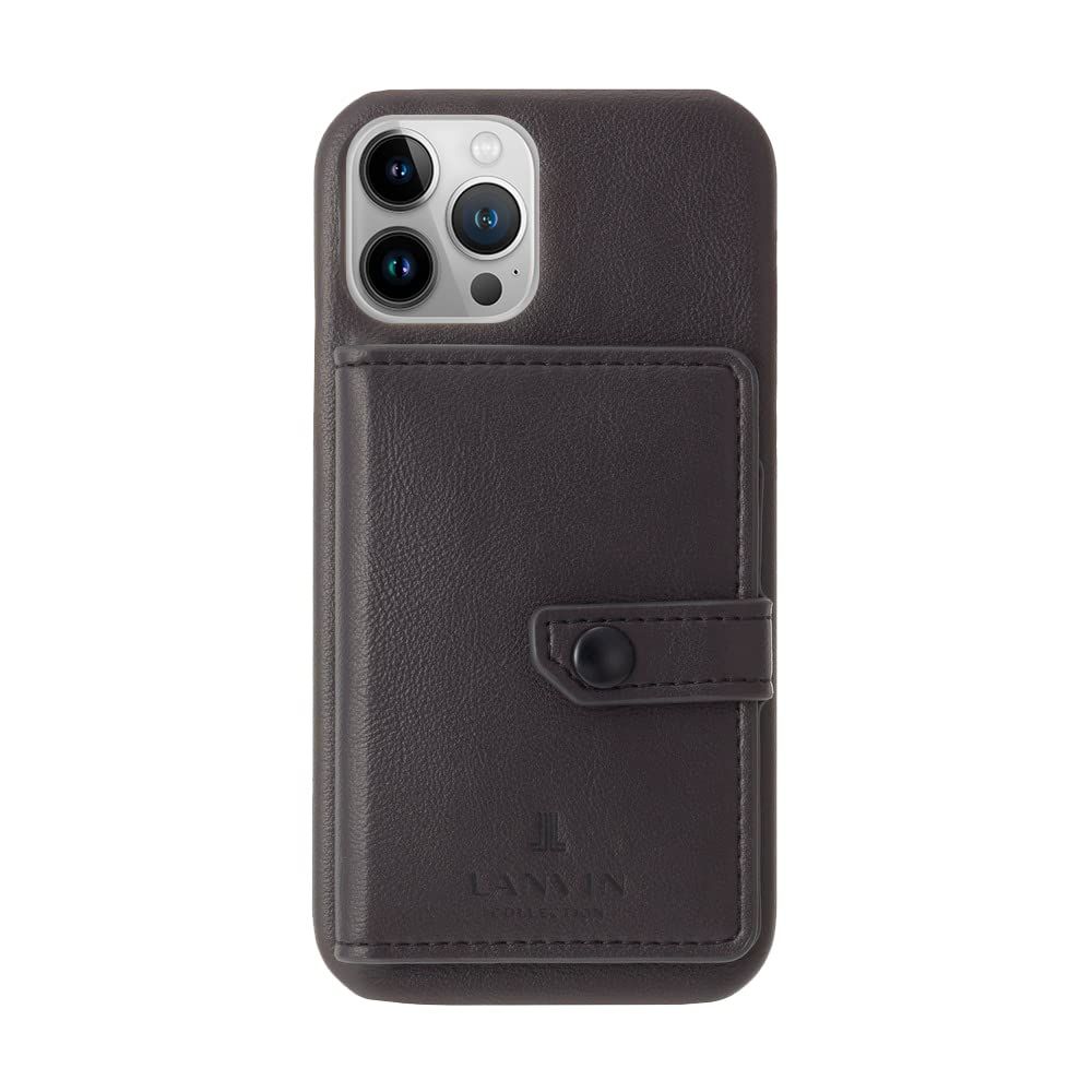新品 LANVIN COLLECTION SHELL CASE POCKET スマホケースiPhone13Pro 用[ Black ]