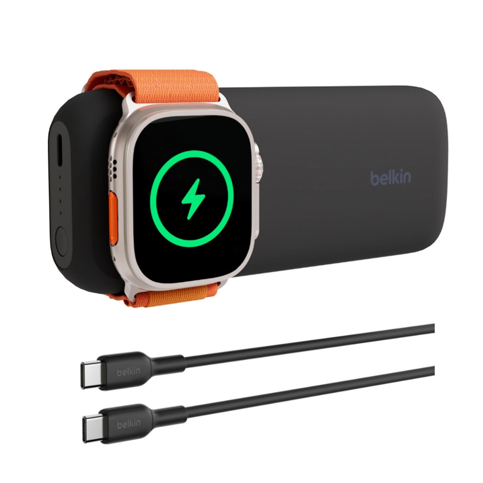 Belkin Apple Watch モバイルバッテリー 充電器 2-in-1 Apple Watch + iPhone 急速充電 2台同時充電(Apple Watch 7.5W/iPhone [ブラック] [Apple Watch急速充電モバイルバッテリー]