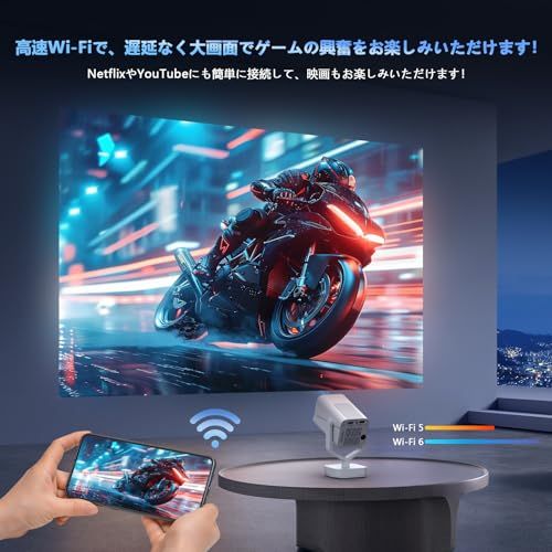 プロジェクター 家庭用 小型 短焦点【2025Android TV搭載・270°回転