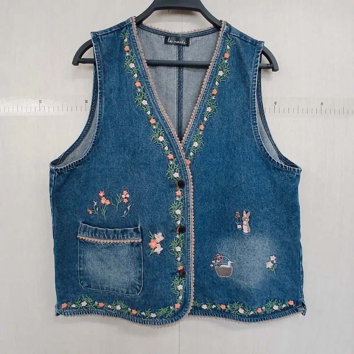 la raite デニム ベスト 刺繍 装飾
