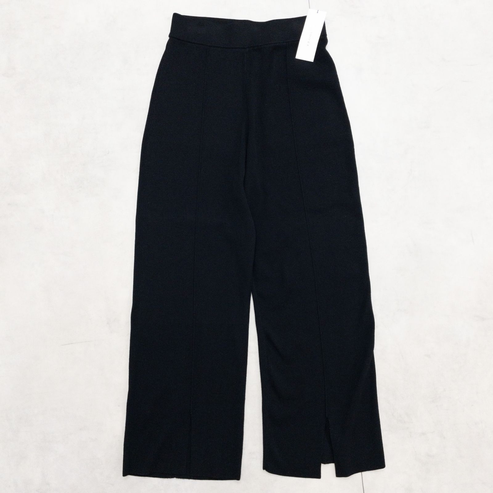 ADORE アドーア 2024年 ワイドニットパンツ センタープレス スリット レーヨン ナイロン ブラック レディース 38 b01424