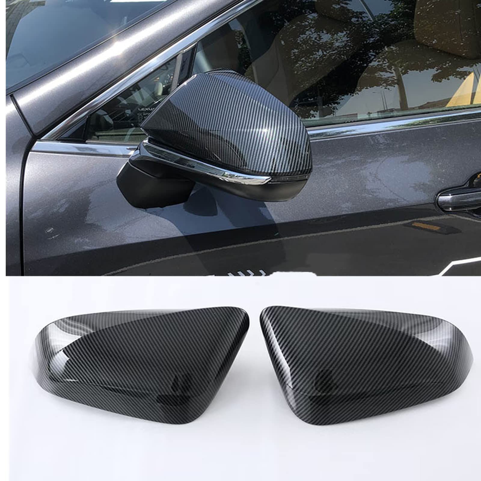 新品 CARIG 新型 レクサスNX 20系 ミラーカバー レクサス NX250 NX350 NX350h NX450+ 2021年10月～現行 専用設計 サイドドアバックミラー カバートリム オールカバー（左右セット）汚れ防止 傷防止 貼るだけ簡単 ドレスア