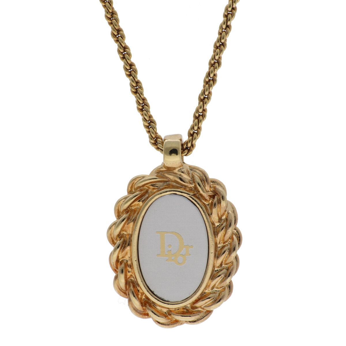 中古】Dior ディオール ロゴプレートネックレス ゴールド チェーン 