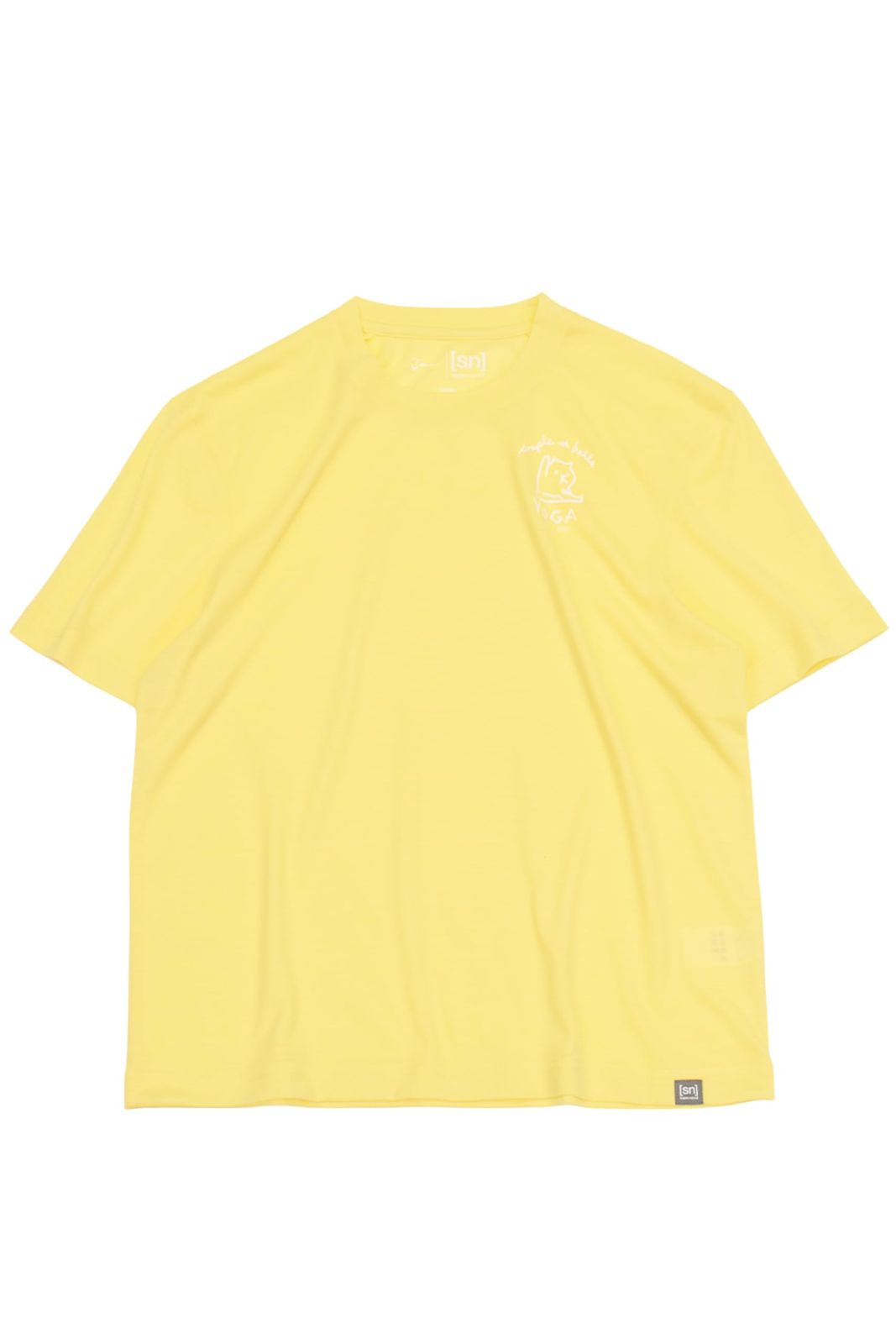 新品 [super.natural] [sn] スーパーナチュラル tomu×[sn] ヨガプリント ショートスリーブ Tシャツ 半袖 吸汗 速乾 防臭 メリノウール ランニング トレーニング ハイキング ヨガ (ユニセックス) Powder Yellow M