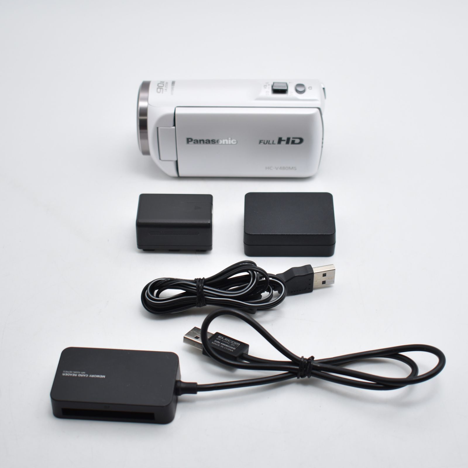 B#12004 パナソニック HDビデオカメラ V480MS 32GB 高倍率90倍ズーム ホワイト HC-V480MS-W