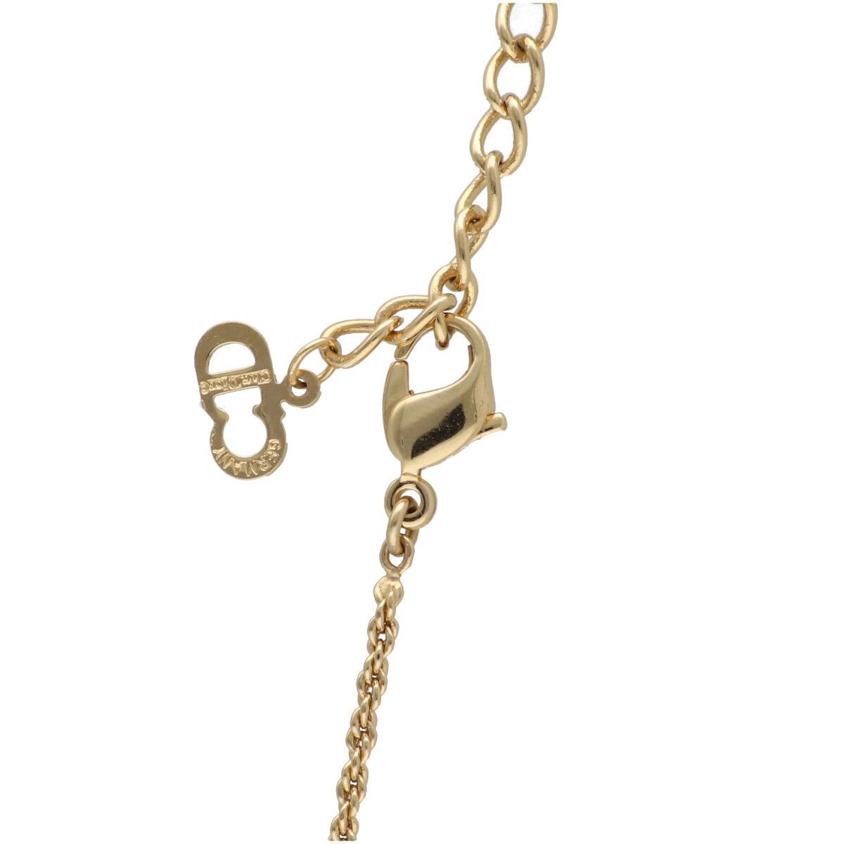 中古】Dior ディオール CDロゴ ラインストーン ネックレス ゴールド 