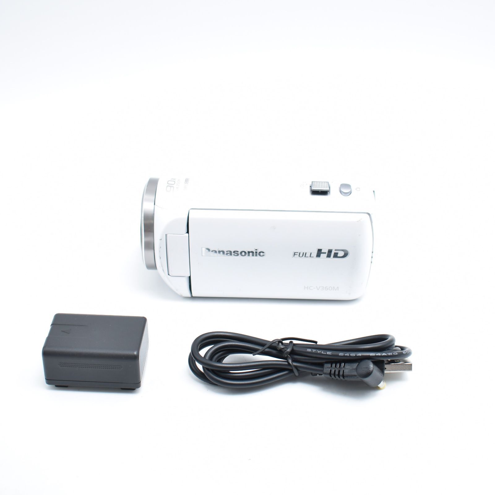 B#12385 パナソニック HDビデオカメラ V360M 16GB 高倍率90倍ズーム ホワイト HC-V360M-W