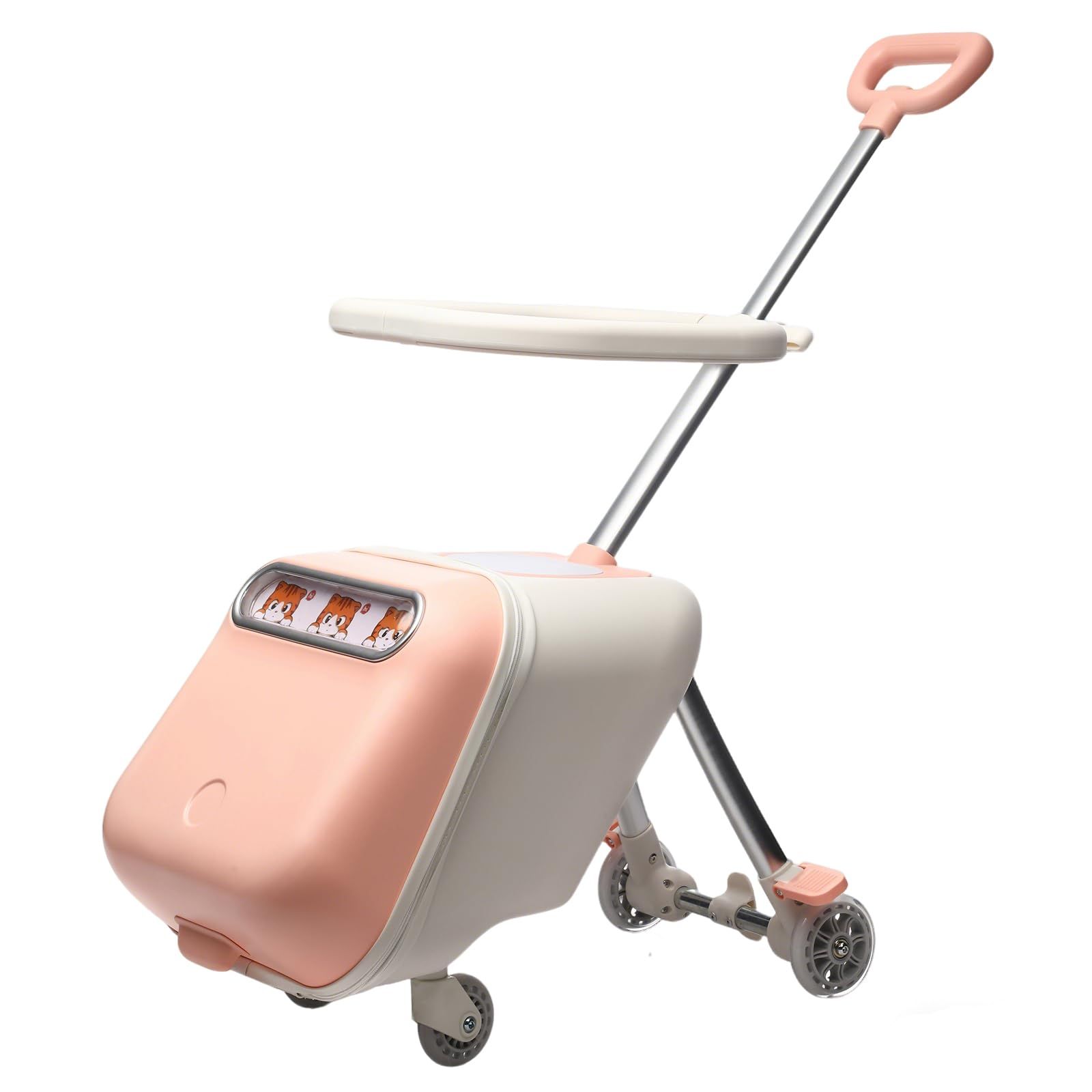 新品 [ASOWTREND] 1-7 歳対応 子供が乗れるキャリーバッグ 2WAY 分離式 折り畳み可能 大容量 静音 360° キャスター 防水ハードケース ダイヤルロック付き ベビーカー兼用 機内持ち込み対応 子連れ旅行 空港移動 帰省・お出かけに最適 ピ