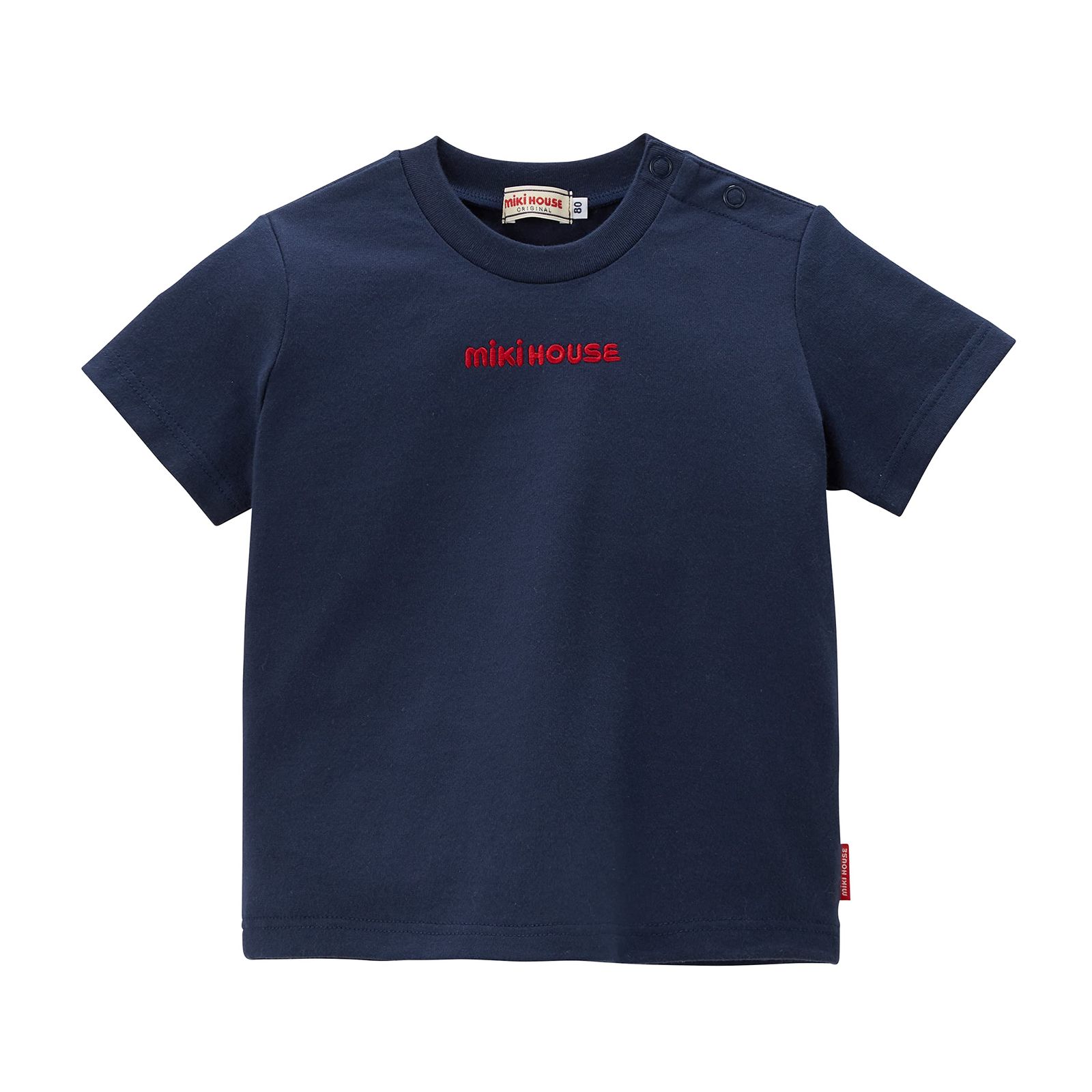 新品 [ミキハウス] 半袖Ｔシャツ 無地 ロゴ ワンポイント シンプル 日本製 男の子 女の子 ベビー キッズ 子供服 通園 通学 10-5229-577 100cm 紺