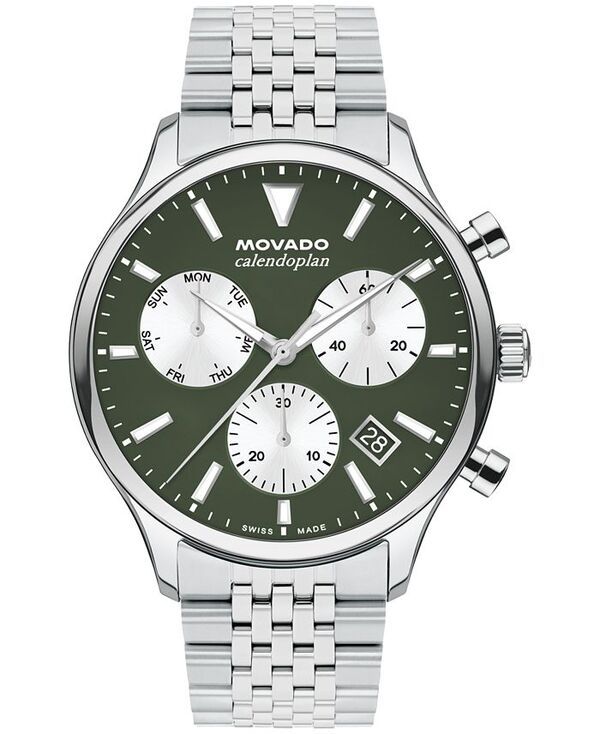モバド メンズ アクセサリー 腕時計 Tシャツ Movado Mens Calendoplan Swiss Quartz Chrono StainlessSteel Watch 43mm SilverTone シルバー