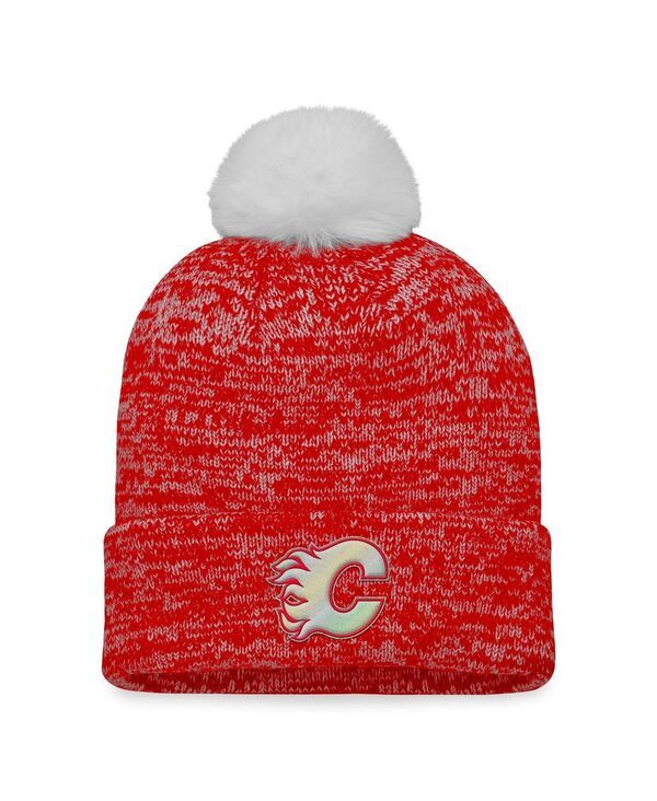 ファナティクス レディース アクセサリー 帽子 ニット Fanatics Womens Red Calgary Flames Glimmer Cuffed Knit Hat with Pom Red レッド 7,336円