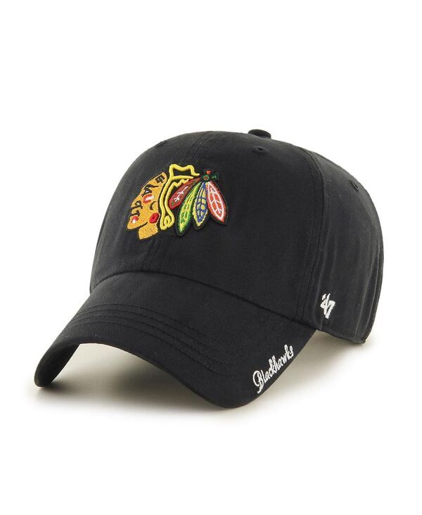 47 ブランド レディース アクセサリー 帽子 47 Brand Womens Black Chicago Blackhawks Teamiata Clean Up Adjustable Hat Black ブラック