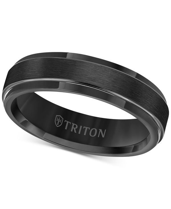 トリトン メンズ アクセサリー リング Triton Mens Black Tungsten Carbide Ring Comfort Fit Wedding Band 6mm Tungsten ブラック