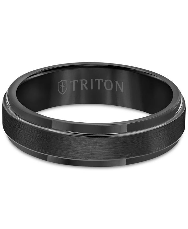 トリトン メンズ アクセサリー リング Triton Mens Black Tungsten Carbide Ring Comfort Fit Wedding Band 6mm Tungsten ブラック