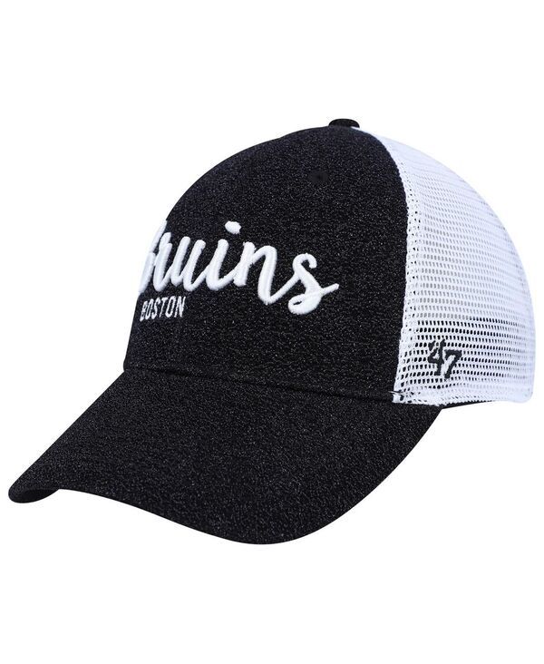 47 ブランド レディース アクセサリー 帽子 47 Brand Womens Black White Boston Bruins Encore MVP Trucker Snapback Hat Black White ホワイト