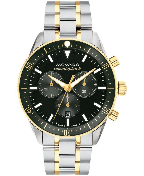 モバド メンズ アクセサリー 腕時計 Tシャツ Movado Mens Calendoplan S Swiss Quartz Chronograph Two Tone Stainless Steel Watch 42mm TwoTone