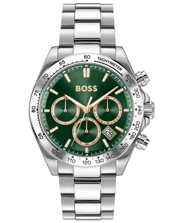 ヒューゴボス メンズ アクセサリー 腕時計 Tシャツ Hugo Boss Mens Hero 20 Quartz Fashion Chrono Stainless Steel Watch 44mm Silvertone シルバー