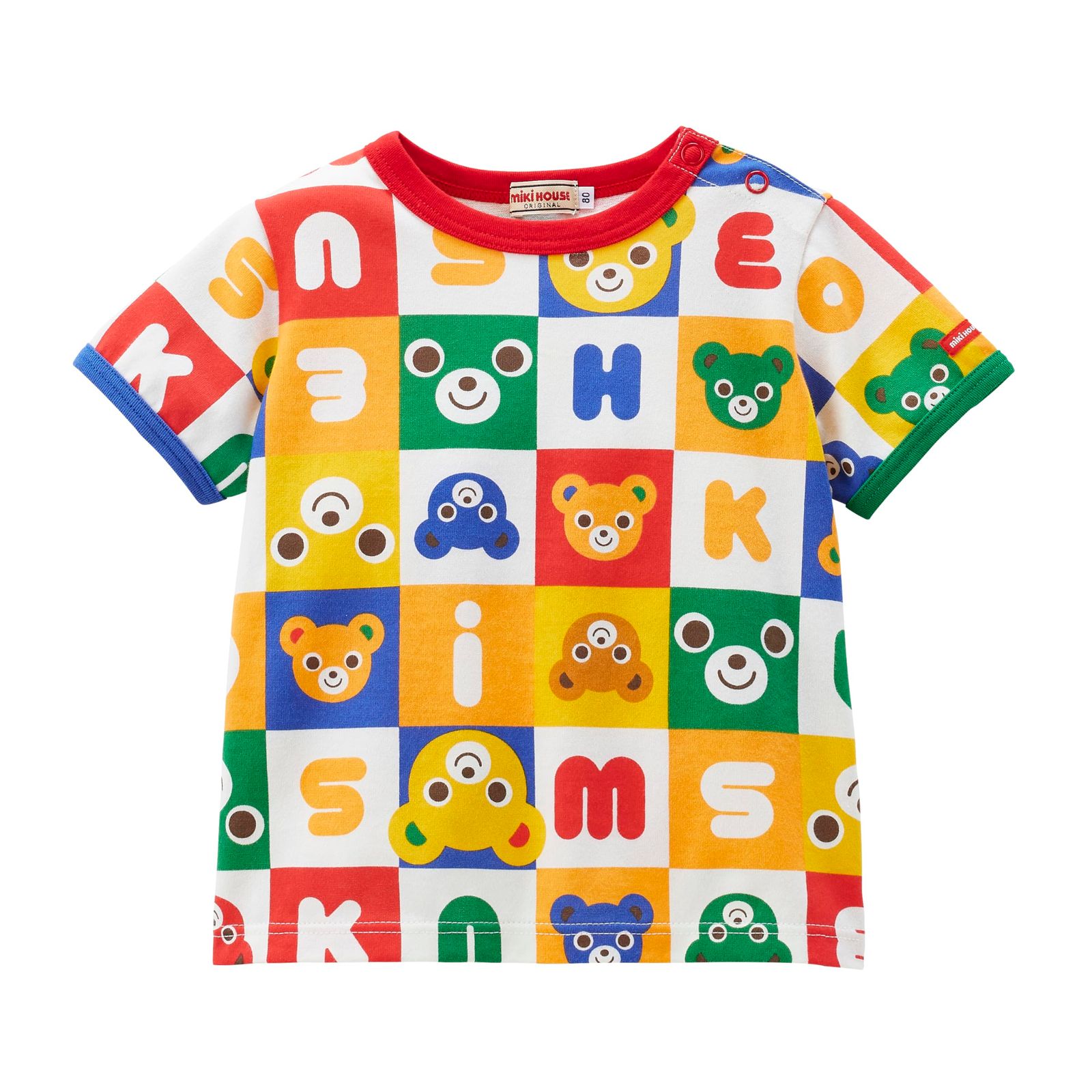 新品 [ミキハウス] 半袖Ｔシャツ ロゴ くま うさぎ 日本製 男の子 女の子 ベビー キッズ 子供服 12-5203-685 80cm マルチカラー