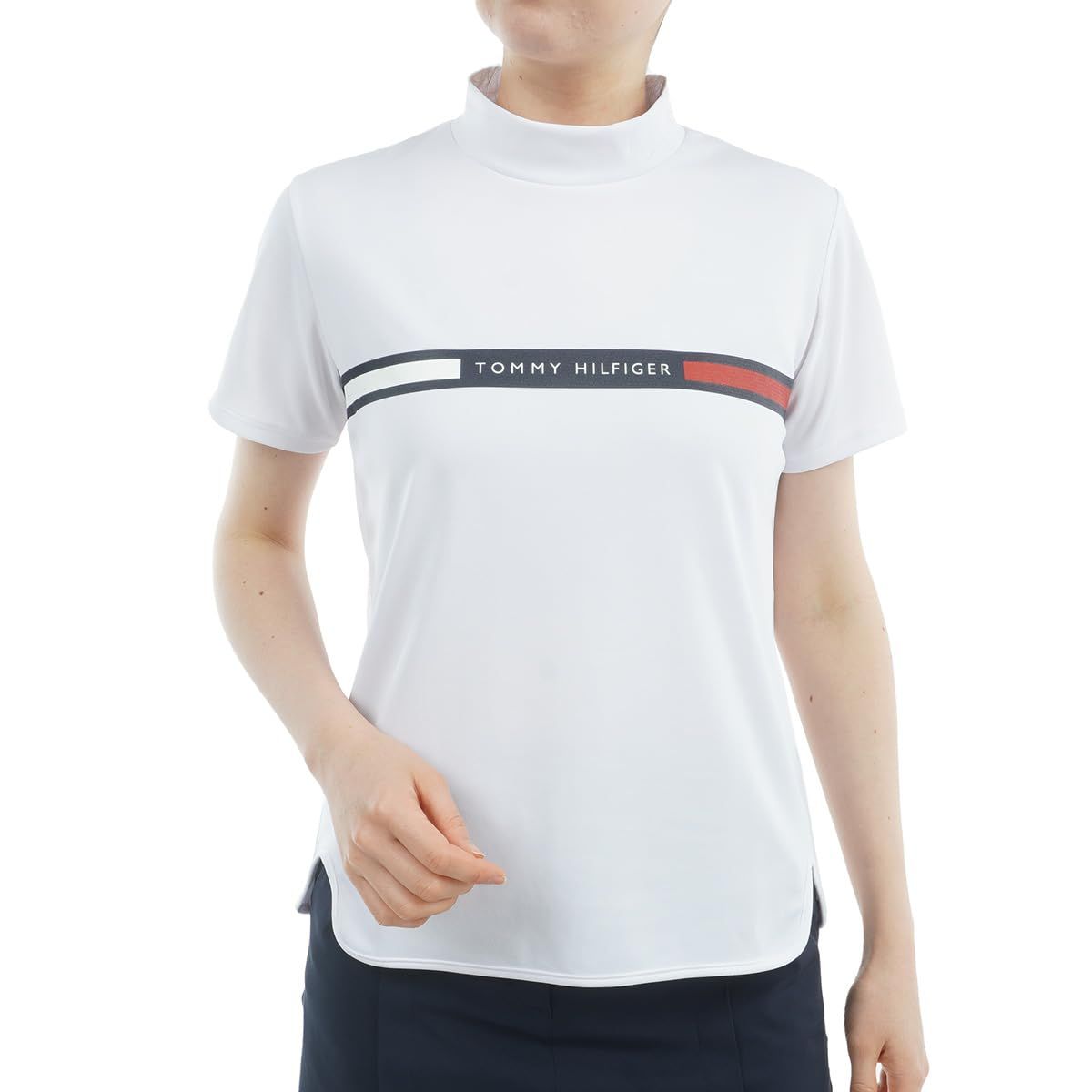 新品 TOMMY HILFIGER GOLF(トミーヒルフィガー ゴルフ) ラインロゴ 半袖モックネックシャツ THLA532