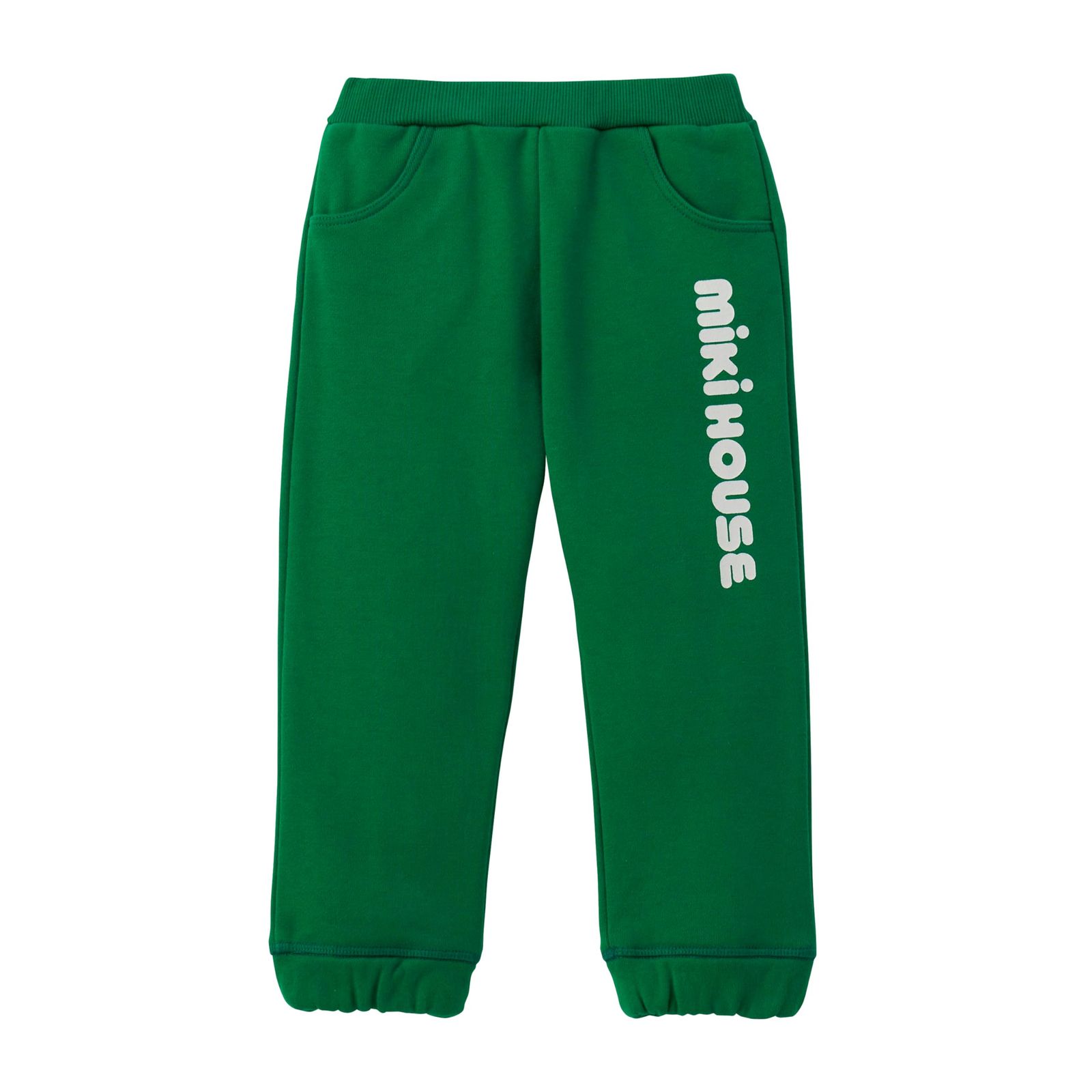 新品 [ミキハウス] WEB限定 ロゴパンツ ロングパンツ ズボン ロゴ 無地 男の子 女の子 ベビー キッズ 子供服 通園 通学 10-3219-680 100cm グリーン
