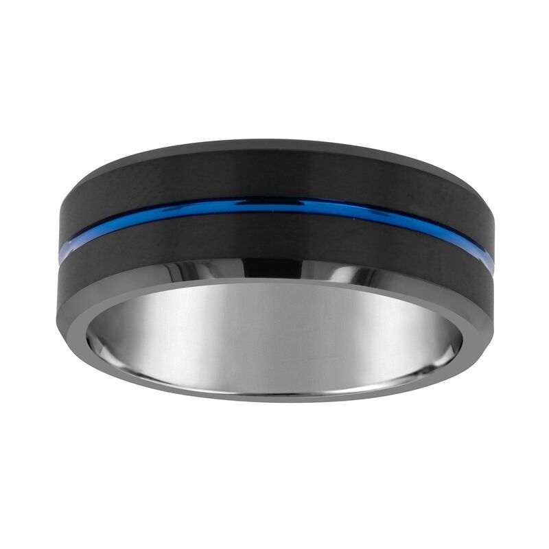 Celebration Gems メンズ アクセサリー リング Celebration Gems Mens 8mm Black Blue IonPlated Tungsten Wedding Band Ring Black Ion Plated ブラック