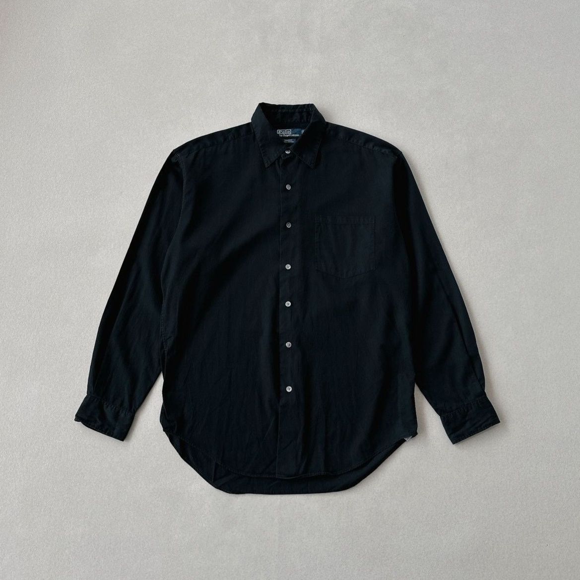 【極美品・90s】ラルフローレン HARDEN ブラック M 無地ドレスシャツ