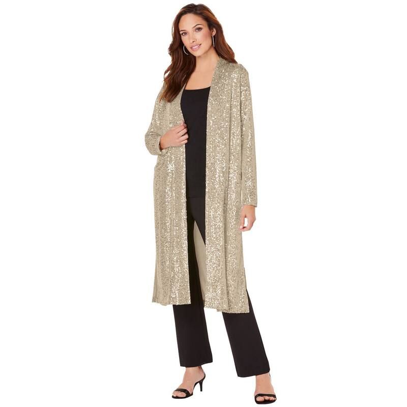 ロアマンズ レディース アウター ジャケット・ブルゾン プラスサイズ スパンコール Roamans Womens Plusize Sequin Duster Sparkling Champagne シャンパン