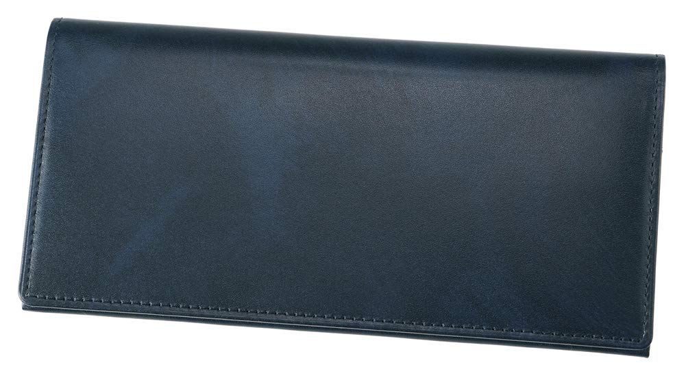 新品 [キプリス] シラサギレザー 長財布 かぶせ蓋 小銭入れなし ササマチ 財布 革 レザー 父の日 メンズ ギフト プレゼント 誕生日 彼氏 ネイビー 8220(05)