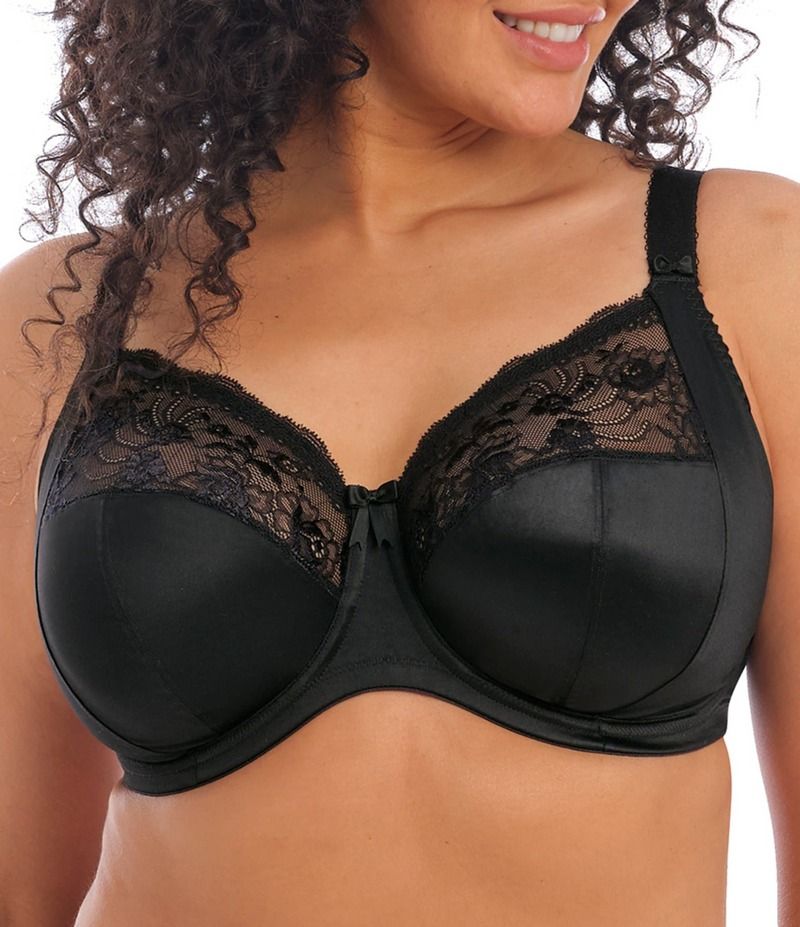 エロミ レディース アンダーウェア ブラジャー レース Elomi Morgan Underwire Stretch Lace Adjustable Bra Black ブラック