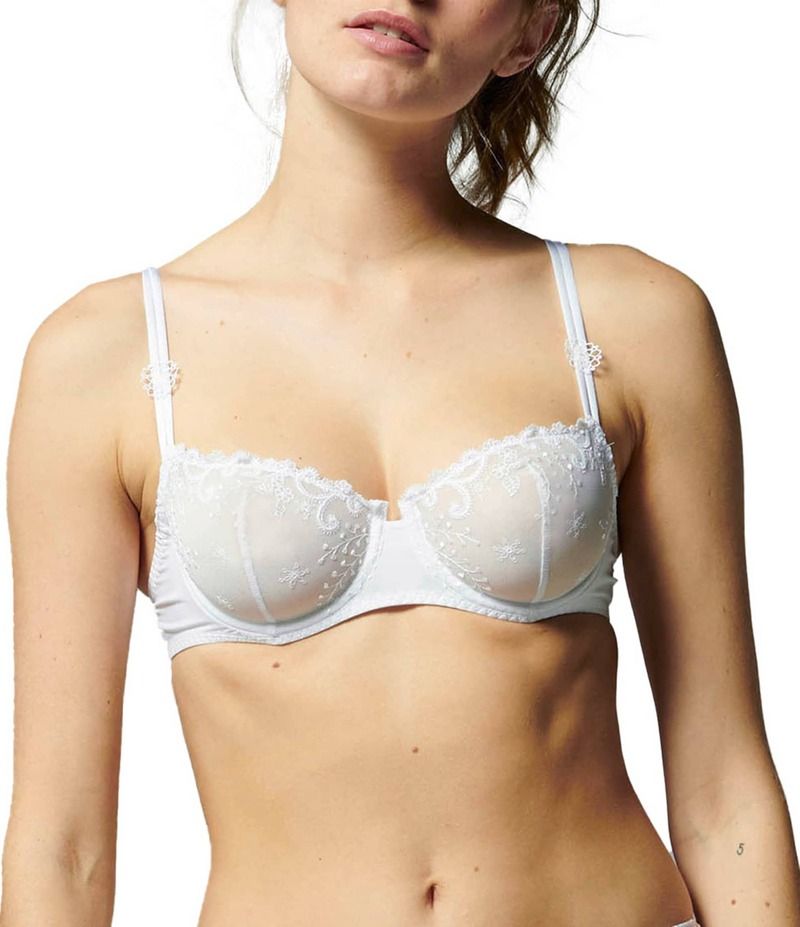 シモーヌペレール レディース アンダーウェア ブラジャー 刺繍 Simone Perele Delice Demi Cup Embroidered Adjustable Bra White ホワイト