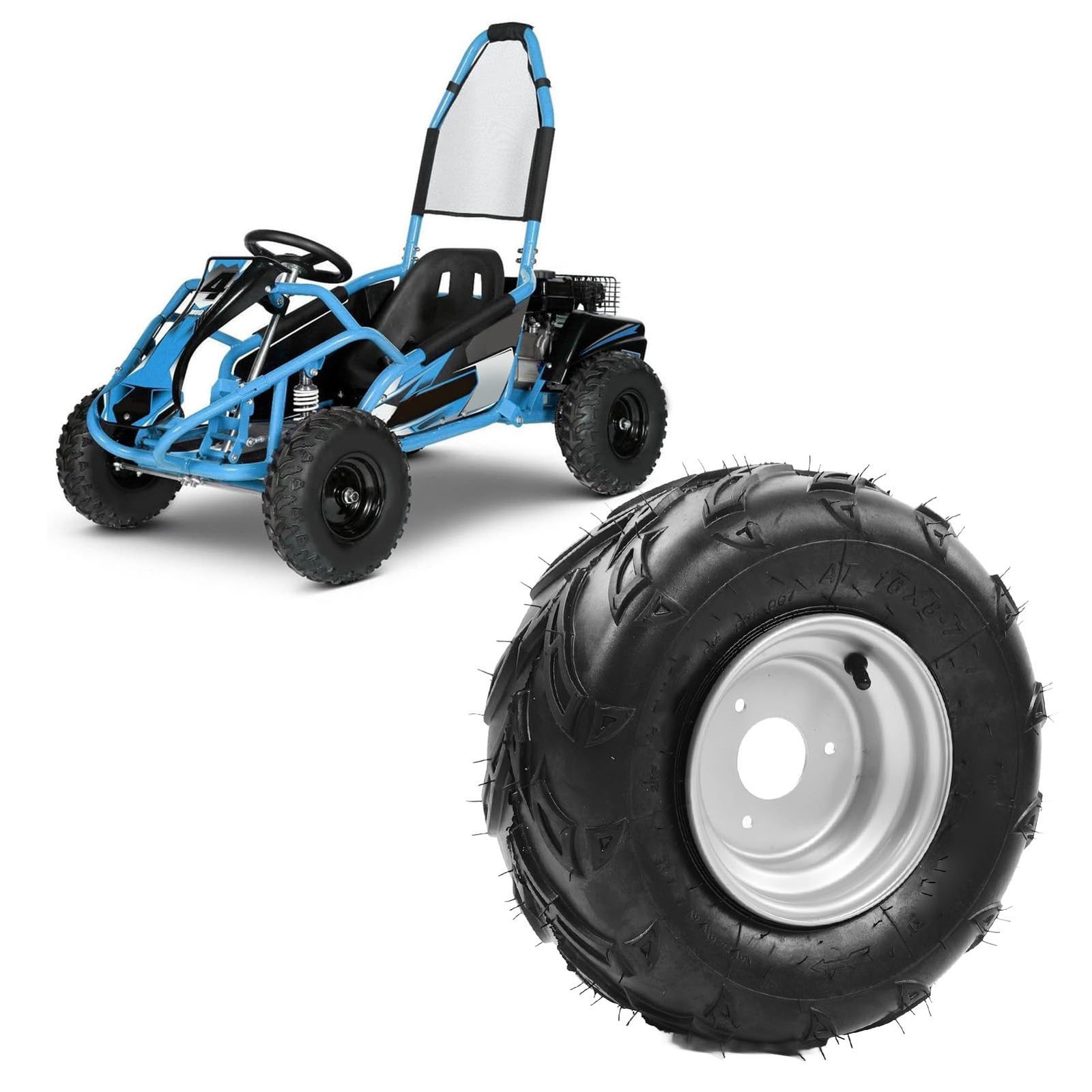 新品 16X8-7 ATV タイヤ、ATV タイヤ ゴーカート タイヤ 耐衝撃性オールトレイル全地形 UTV マッドタイヤ ハブ付き、チューブレス統合タイヤ、ゴーカート UTV クワッドバイクバギー用
