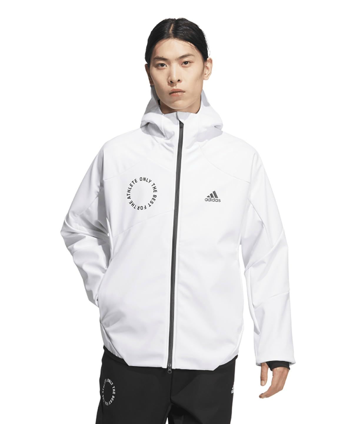 新品 アディダス（adidas） スタンダード.1 レギュラーフィット ボンデッド3層フリース フルジップフード付きトラックトップ KWY05-JH1030（ホワイト/Ｓ/Men's）