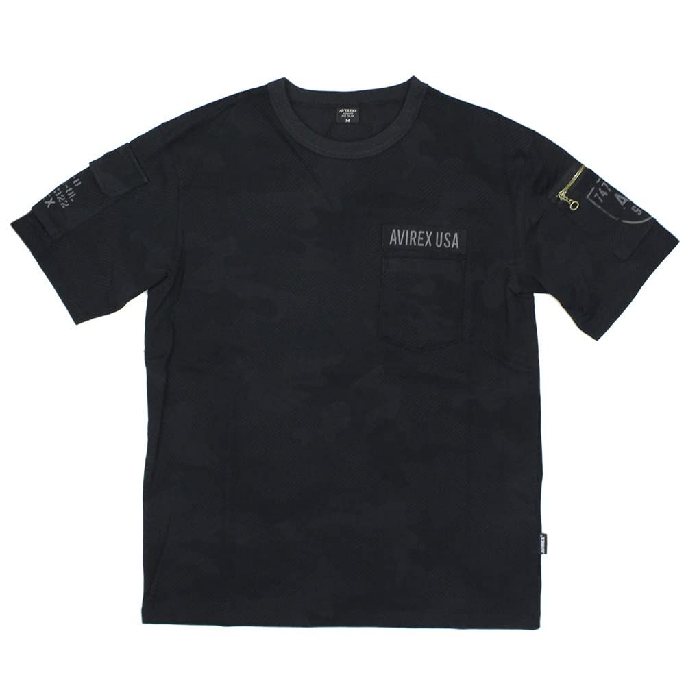 新品 [Avirex] [アヴィレックス] 6113328 S/S FATIGUE TEE ショートスリーブ ファティーグ Tシャツ 809BLACK/CAMO M