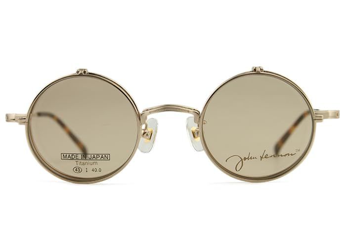 新品 [John Lennon] ジョンレノン JL-1111 4color 日本製 跳ね上げ サングラス メガネ 眼鏡 (c.1 ヘアラインゴールド)