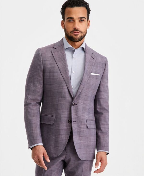 テッドベーカー メンズ アウター ジャケット・ブルゾン Ted Baker Mens ModernFit Purple Plaid Suit Separates Jacket Purple パープル