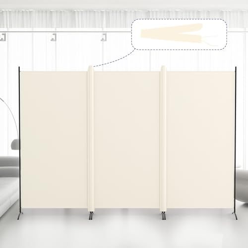Kokorona パーテーション カバーストリップ付き 3連 間仕切り パーテーション Amazon｜Kokorona 幅329cmクリーム色 高さ181cm オフィス家具