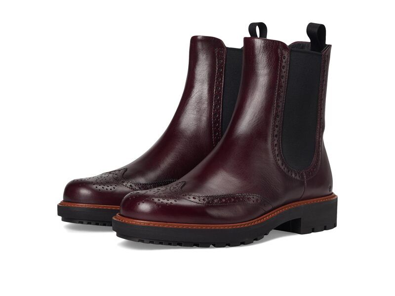 エコー レディース シューズ ブーツ・レインブーツ ウィングチップ チェルシー ECCO Metropole Oslo Chelsea Wingtip Boots Dark Ruby ルビー