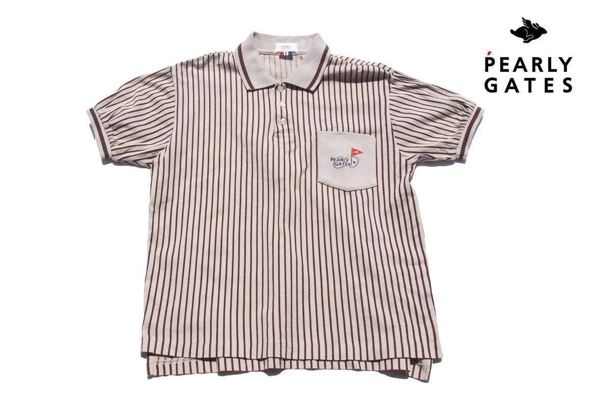 パーリーゲイツ pearly gates 中古 ストライプ柄 半袖 ポロシャツ