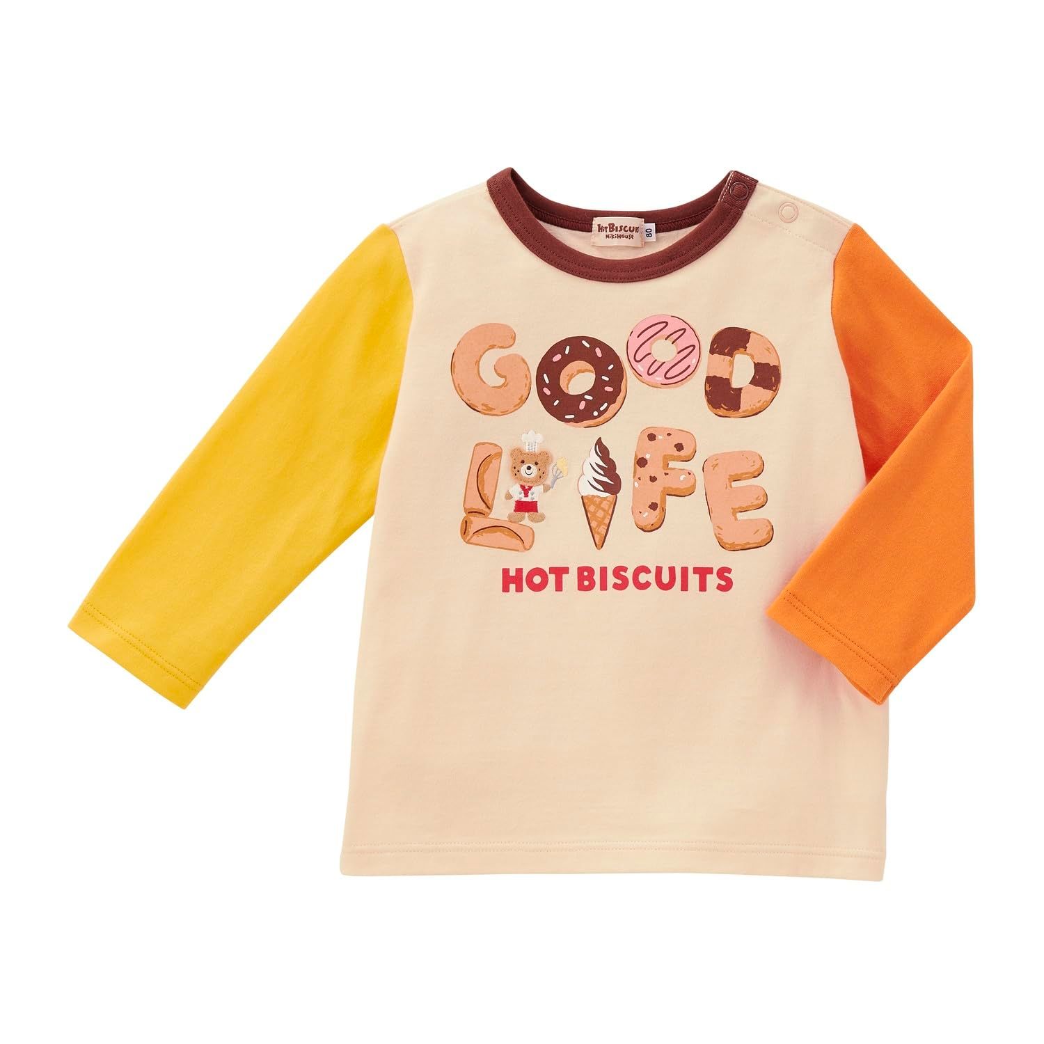 新品 [ミキハウス ホットビスケッツ] 長袖 Ｔシャツ 男の子 女の子 ベビー 子供服 アイボリー 110cm 73-5202-683