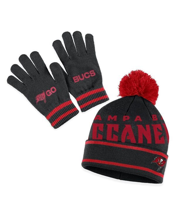 ウェア バイ エリン アンドルーズ レディース アクセサリー 手袋 ニット WEAR by Erin Andrews Womens Black Tampa Bay Buccaneers Double Jacquard Cuffed Knit Hat with