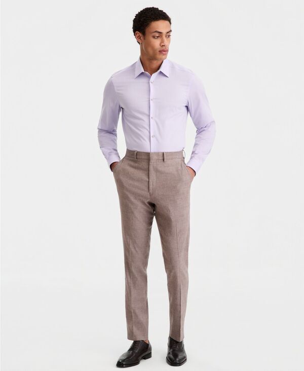 カルバンクライン メンズ ボトムス カジュアルパンツ リネン Calvin Klein MenslimFit LinenBlend Suit Separates Pants Brown ブラウン
