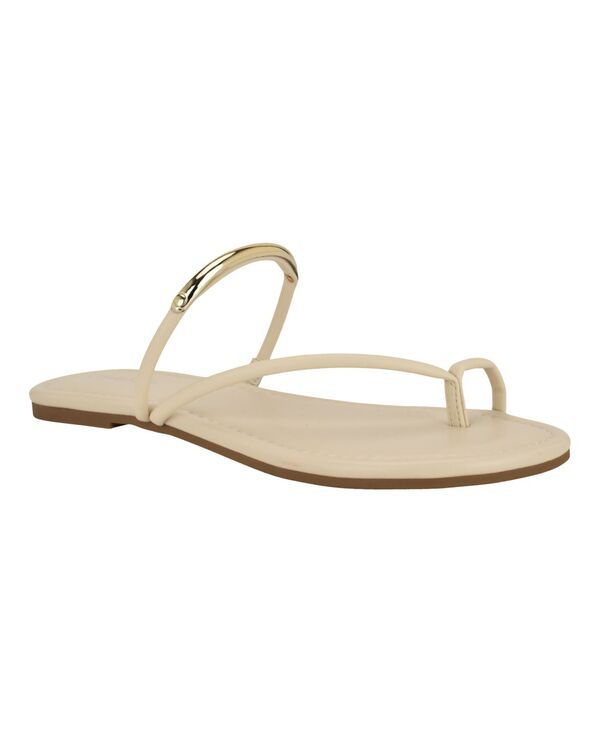 【送料無料】 カルバンクライン レディース スリッポン・ローファー シューズ Womens Bienna Strappy Ornamented Flat SlipOn Sandals Ivory