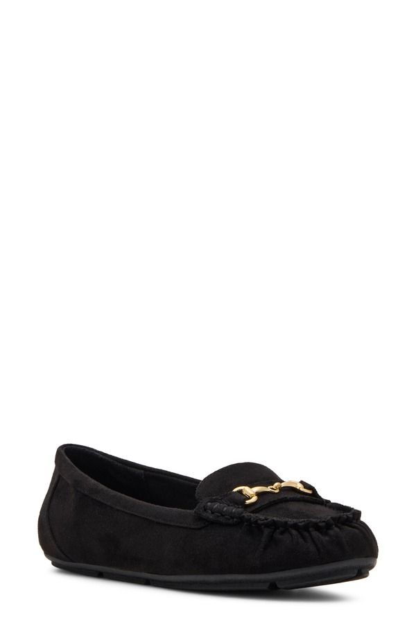 アンクライン レディース シューズ スリッポン・ローファー Anne Klein Hewlett Bit Loafer Black Suede ブラック