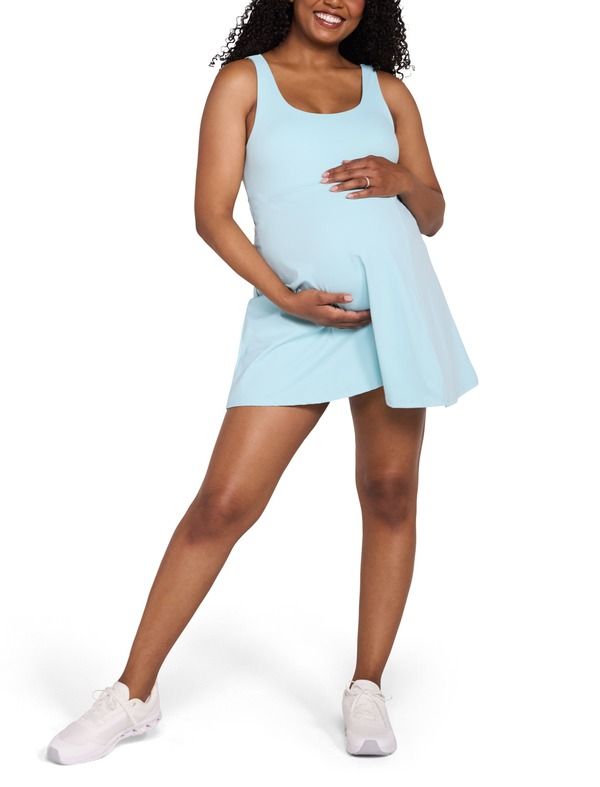 マザーフッドマタニティー レディース トップス ワンピース ショートパンツ ノースリーブ MOTHERHOOD MATERNITY Sleeveless Active Dress with Shorts Aqua アクア